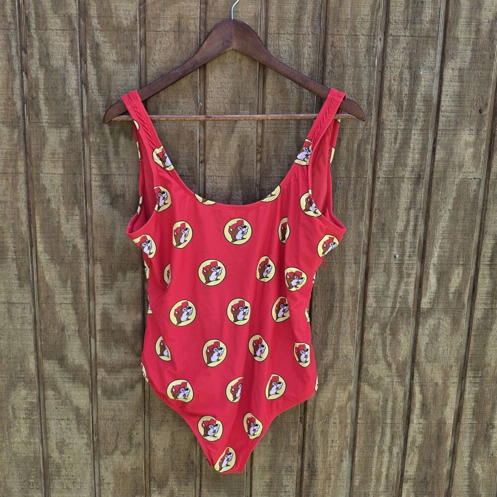 Buc-ee's Mascot Print Red One Piece Swimsuit Womens Size L